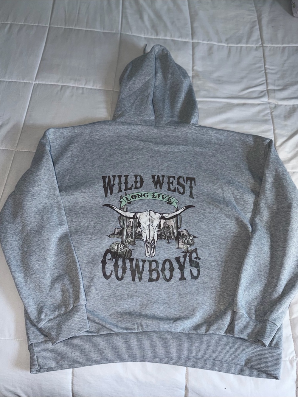 Wild West Long Live Cowboys Grey Graphic Hoodie - XL